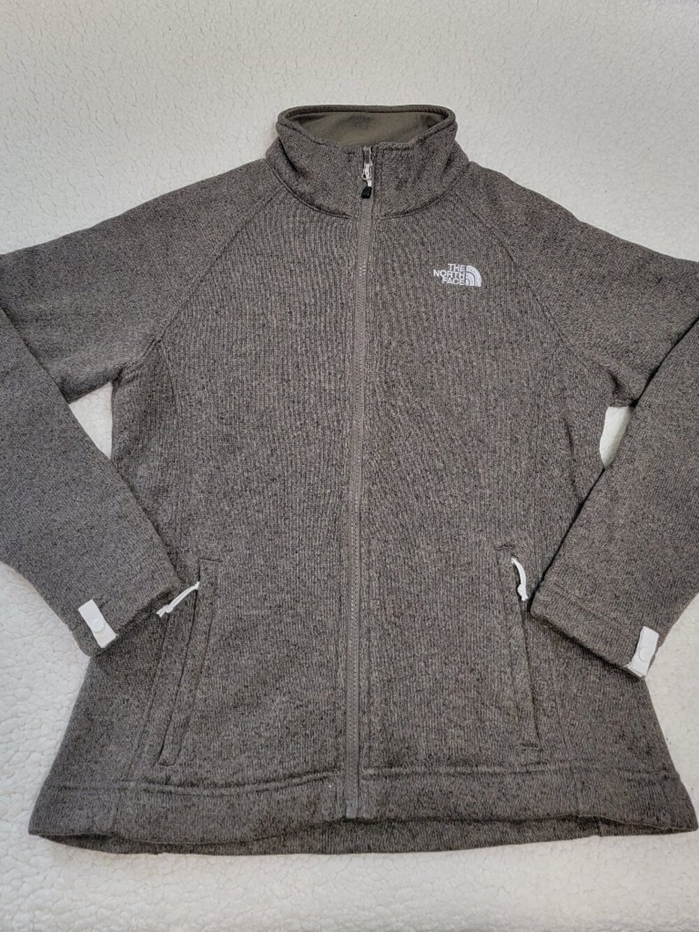 The North Face Women's M Crescent Full Zip Sweater Fleece Jacket Brown Heather